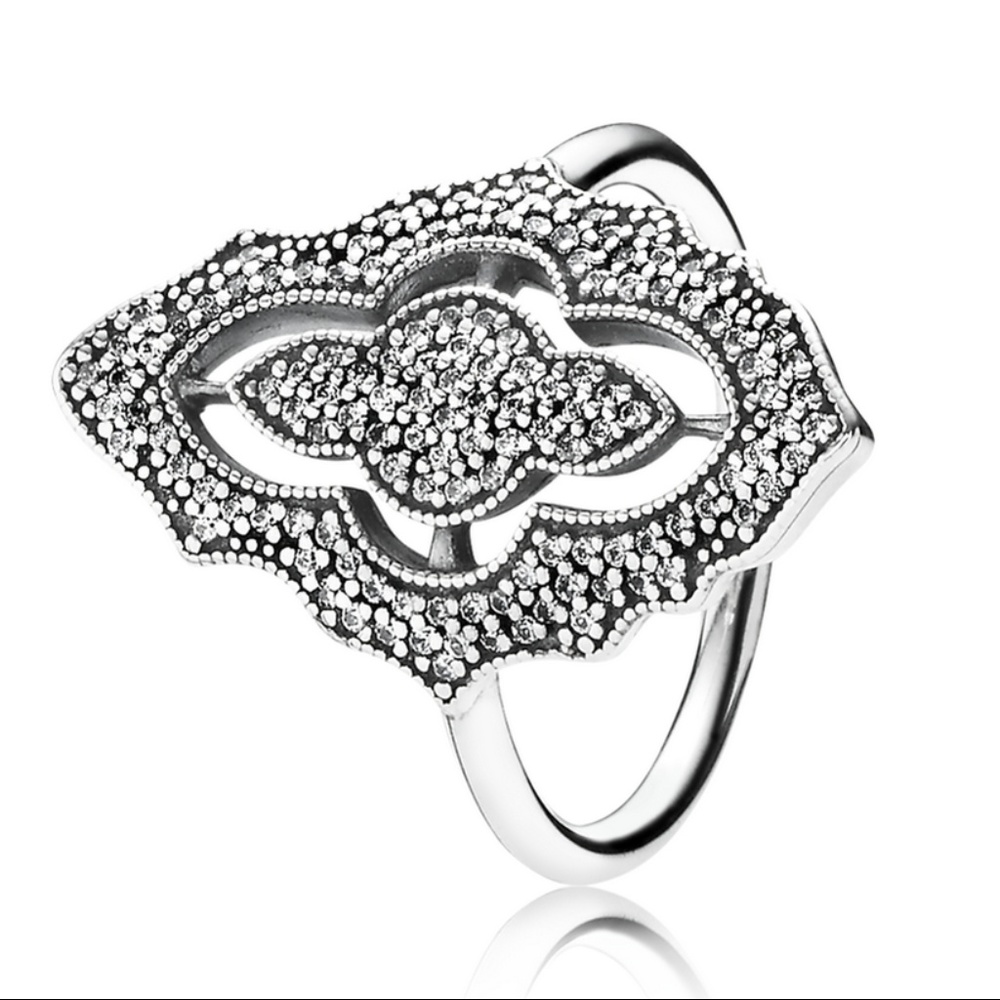 Pandora Sparkling Lace Ring SZ 6 RARE #190917CZ - Picture 1 of 7